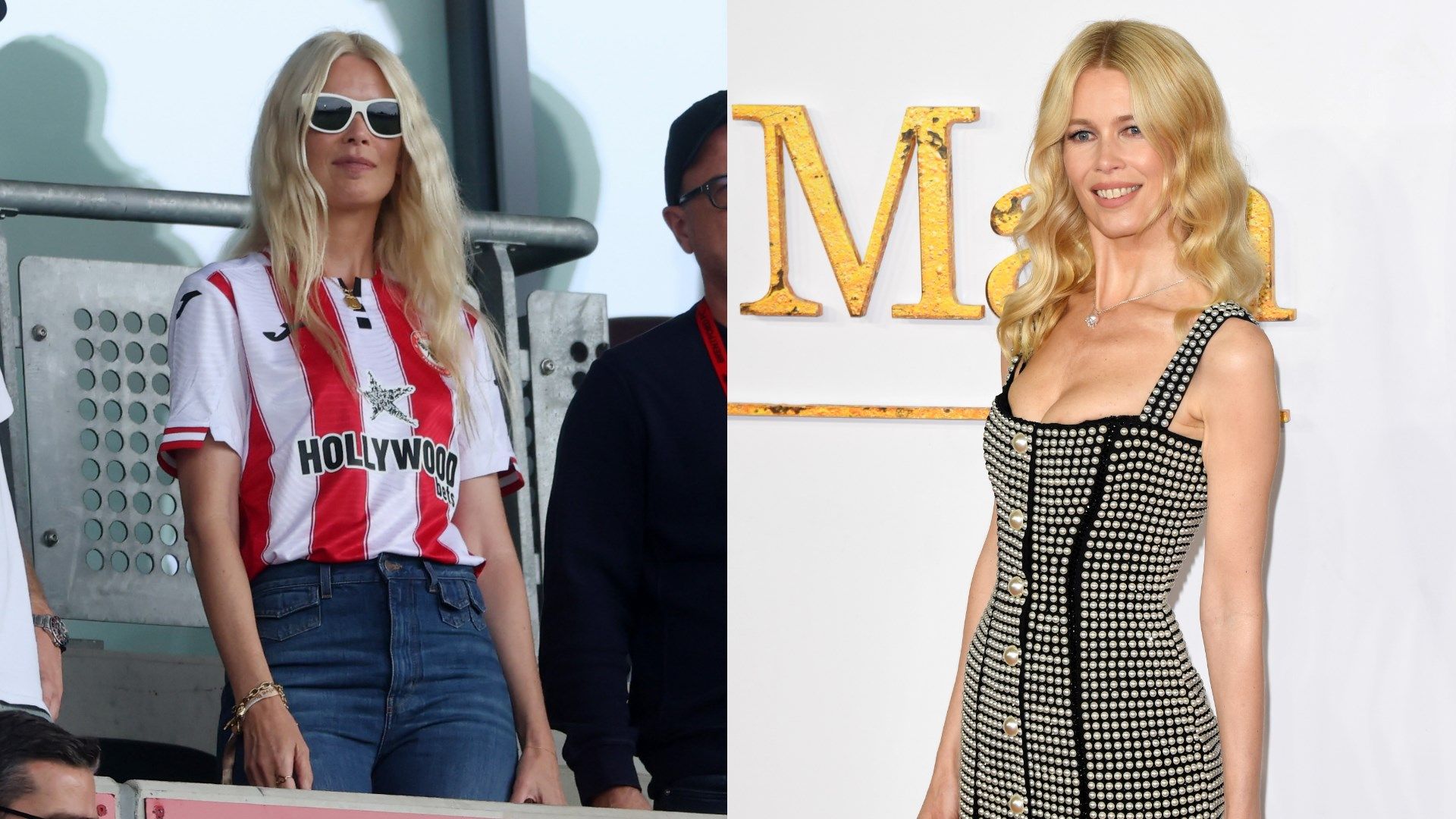 Claudia Schiffer Shines in Brentford Shirt at Aston Villa Match 1 GOAL20 20Multiple20Images20 20220Split20 20Facebook29