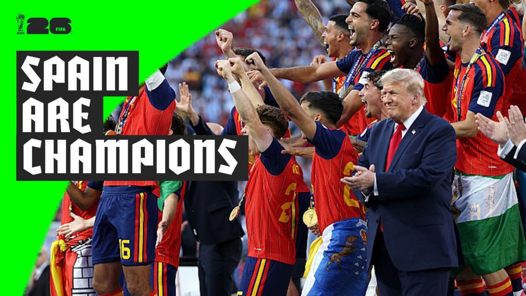 Spain lift World Cup trophy as Trump remains on stage after final win over Argentina 1 a0bf6800 83d4 11f1 bee8 53ce494e1abc
